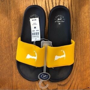 Cuffy’s Cape Cod Slides, Navy Blue/Mustard, Size 39/8.5/Medium